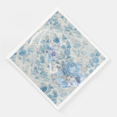 Blauwe Damask Victoriaans paraplu Ephemera Floral Servet (Hoek)