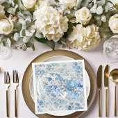 Blauwe Damask Victoriaans paraplu Ephemera Floral Servet