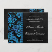 Blauwe  Damaslaag Sla de datum op Save The Date (Voorkant / Achterkant)