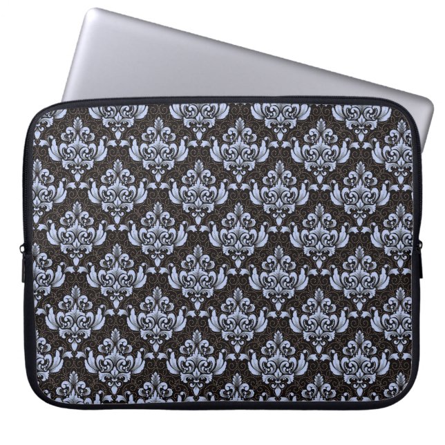 Blauwe Damaslaptophoes Laptop Sleeve (Voorkant)