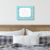Blauwe damast bruiloft offerte gepersonaliseerde c canvas afdruk (Insitu (Slaapkamer))