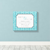 Blauwe damast bruiloft offerte gepersonaliseerde c canvas afdruk (Insitu (Houten vloer))