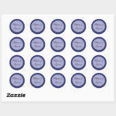 Blauwe damast bruiloft stickers (Vel)