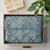 Blauwe Damast Krab Tissuepapier (Geschenk)