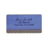 Blauwe Damast met zwarte en witte stippen Etiket (Voorkant)