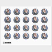 Blauwe damast Paris collage Ronde Sticker (Vel)