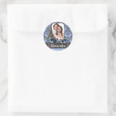 Blauwe damast Paris collage Ronde Sticker (Tas)