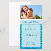 Blauwe Damast "Save the Date"-foto Save The Date (Voorkant / Achterkant)