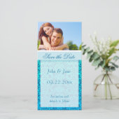 Blauwe Damast "Save the Date"-foto Save The Date (Staand voorkant)