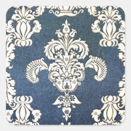 blauwe damast vierkante sticker