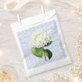 Blauwe Damast Witte Hydrangea Bedankzakje (Geknipt)