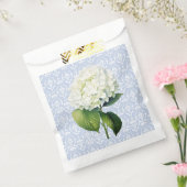 Blauwe Damast Witte Hydrangea Bedankzakje (Gezegeld)