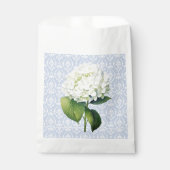 Blauwe Damast Witte Hydrangea Bedankzakje (Voorkant)