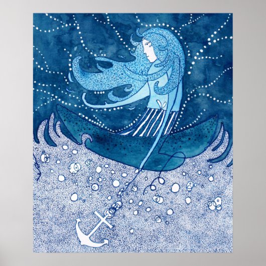 Blauwe dame poster (Voorkant)