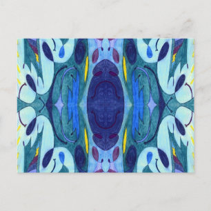 Blauwe dampen briefkaart