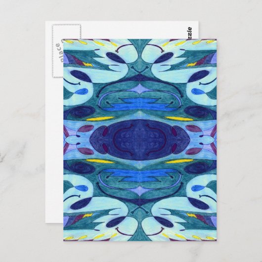 Blauwe dampen briefkaart (Voorkant / Achterkant)