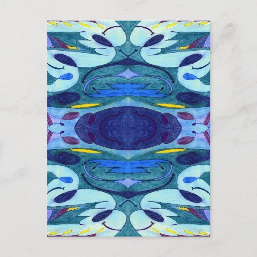 Blauwe dampen briefkaart (Voorkant)