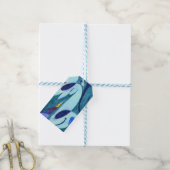 Blauwe dampen cadeaulabel (Met Touw)