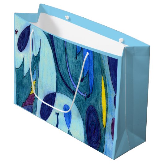 Blauwe dampen groot cadeauzakje (Voorkant Gekanteld)