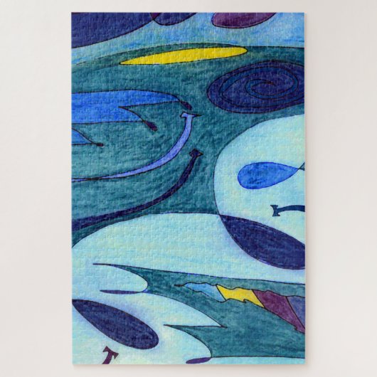 Blauwe dampen legpuzzel (Verticaal)