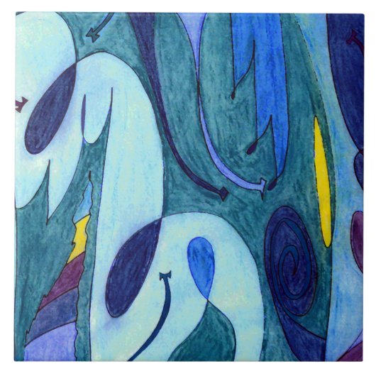 Blauwe dampen tegeltje (Voorkant)