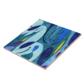 Blauwe dampen tegeltje (Zijkant)