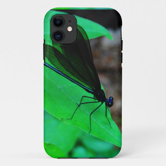 Blauwe Damselfly op een groen blad. Case-Mate iPhone Case (Achterkant)