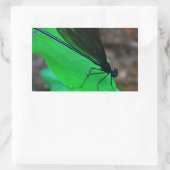 Blauwe Damselfly op een groen blad. Rechthoekige Sticker (Tas)