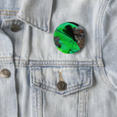 Blauwe Damselfly op een groen blad. Ronde Button 5,7 Cm (In situ)