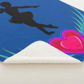 Blauwe Dance deken met ballerina en roze harten. (3/4)