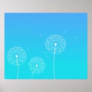 Blauwe dandelion in het voorjaar poster