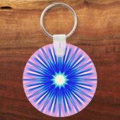 blauwe dandelion op roze sleutelhanger (Voorkant)