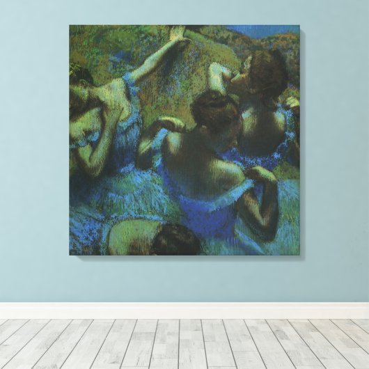 Blauwe Danseressen van Edgar Degas, Vintage Impres Canvas Afdruk (Insitu (Houten vloer))