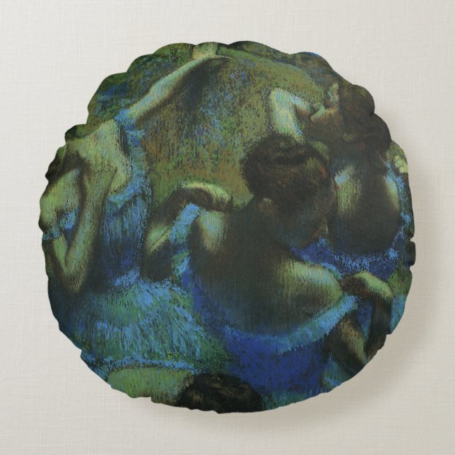 Blauwe dansers van Edgar Degas,  impressionisme Rond Kussen (Voorkant)