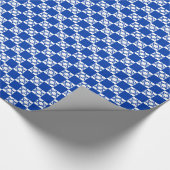 Blauwe Davidsster op Blauw/Wit Geruit Cadeaupapier (Hoek)