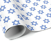 Blauwe Davidsster op wit Cadeaupapier (Rol Hoek)