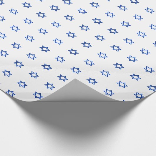 Blauwe Davidsster op wit Cadeaupapier (Hoek)