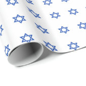 Blauwe Davidsster op wit Cadeaupapier (Rol Hoek)