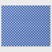 Blauwe Davidster op blauw/wit geruit Cadeaupapier (Vlak)