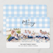 Blauwe de 3-foto van de Gingang Kerstkaart (Voorkant / Achterkant)