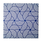 Blauwe Deco Japanse curve Tegeltje (Voorkant)