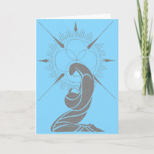 Blauwe Deco Madonna en Kind Feestdagen Kaart