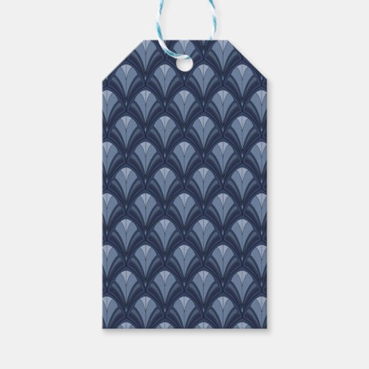 BLAUWE DECO-PATRONEN CADEAULABEL (Voorkant)