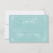 blauwe deco RSVP-kaarten RSVP Kaartje (Voorkant)