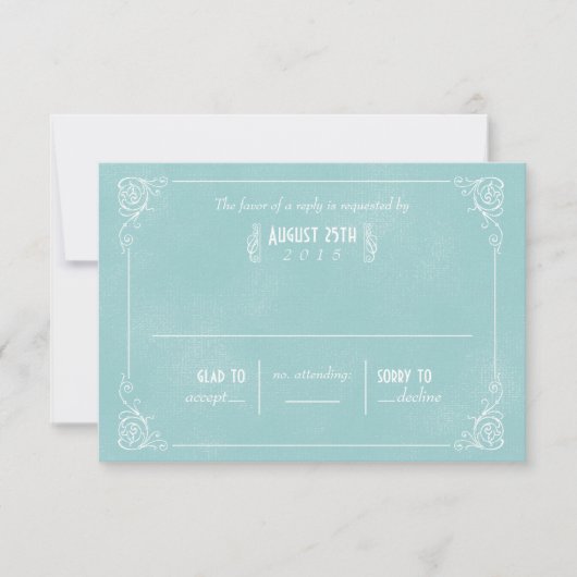 blauwe deco RSVP-kaarten RSVP Kaartje (Voorkant)