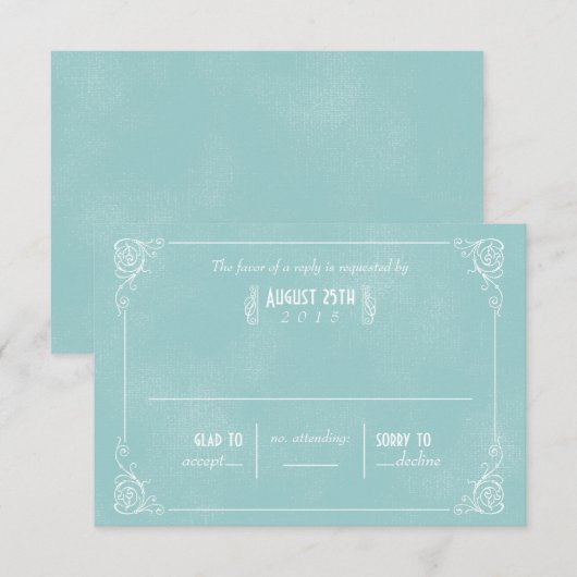 blauwe deco RSVP-kaarten RSVP Kaartje (Voorkant / Achterkant)