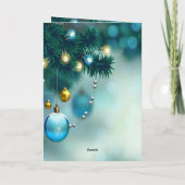  Blauwe decoratieNieuwjaarskaarsen en Kerstmis   Feestdagen Kaart (Achterkant)