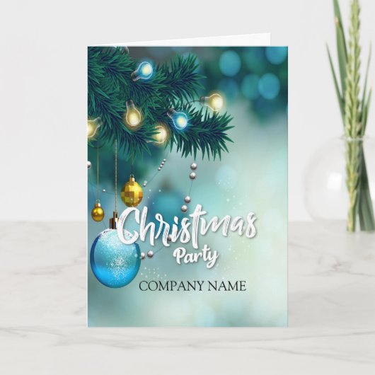  Blauwe decoratieNieuwjaarskaarsen en Kerstmis   Feestdagen Kaart (Voorkant)