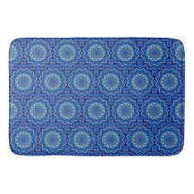 Blauwe decoratieve badmat
