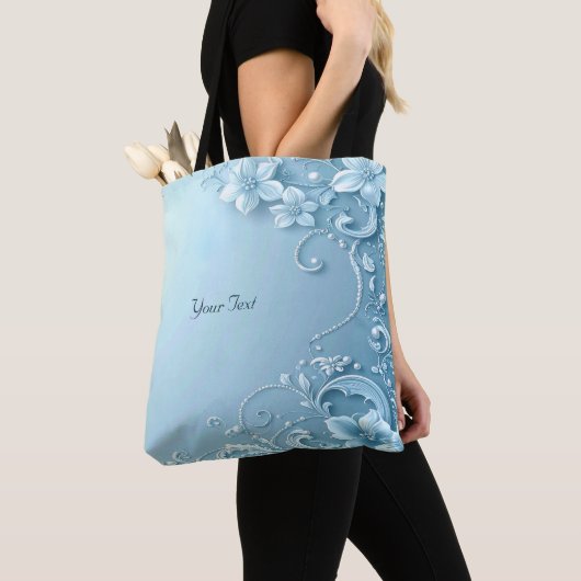 Blauwe decoratieve bloem tas (Dichtbij)